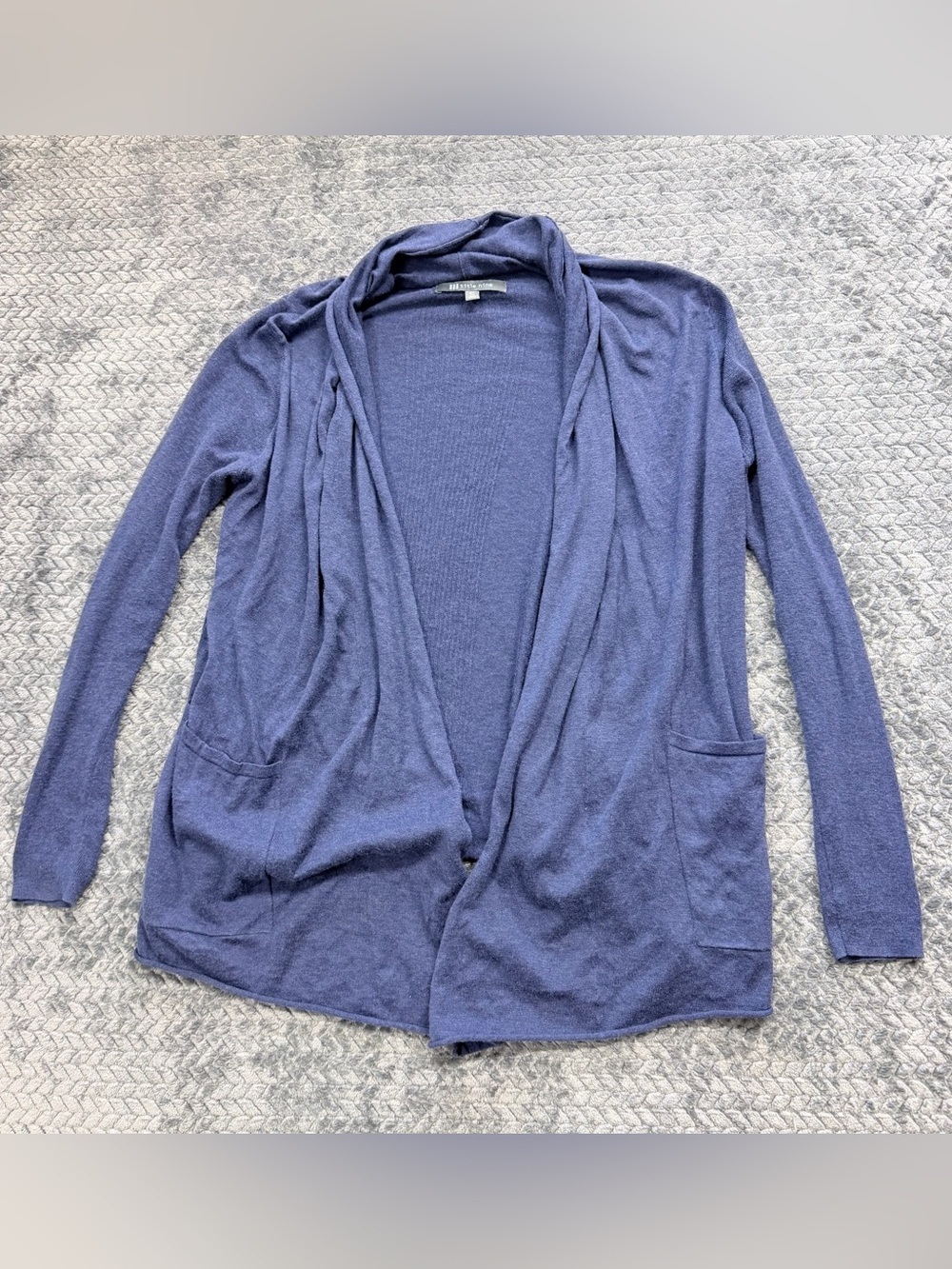 Title Nine Semper Open Front Cardigan Sweater Blue Cotton/Wool Blend Size Small